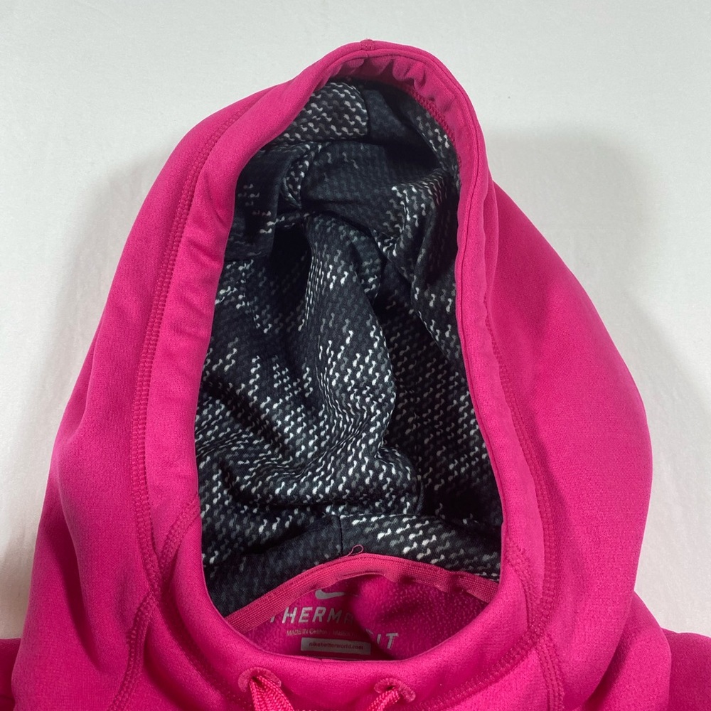 Nike Therma Fit Hoodie Sweatshirt Woman’s Médium pink black fleece hooded pocket - Picture 2 of 11